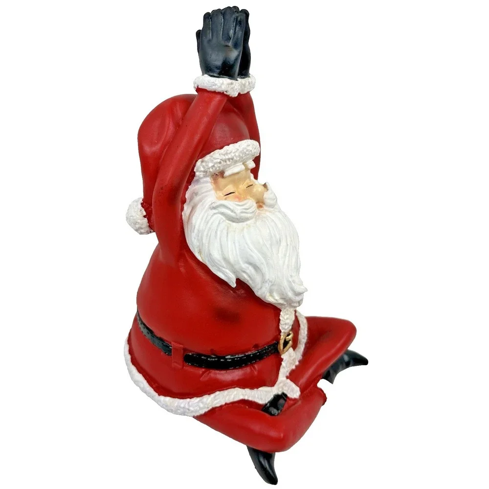 Santa Claus Yoga Sitting Pose Resin Figurine Christmas Holiday Decor